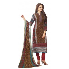 Triveni Lovely Brown Colored Printed Cotton Salwar Kameez